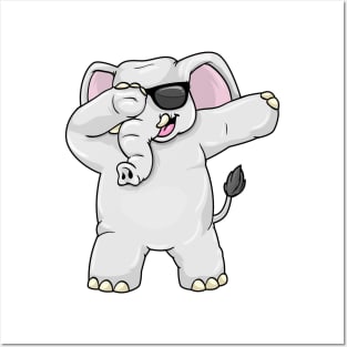 Funny Elephant is dabbing with a Sunglasses Posters and Art